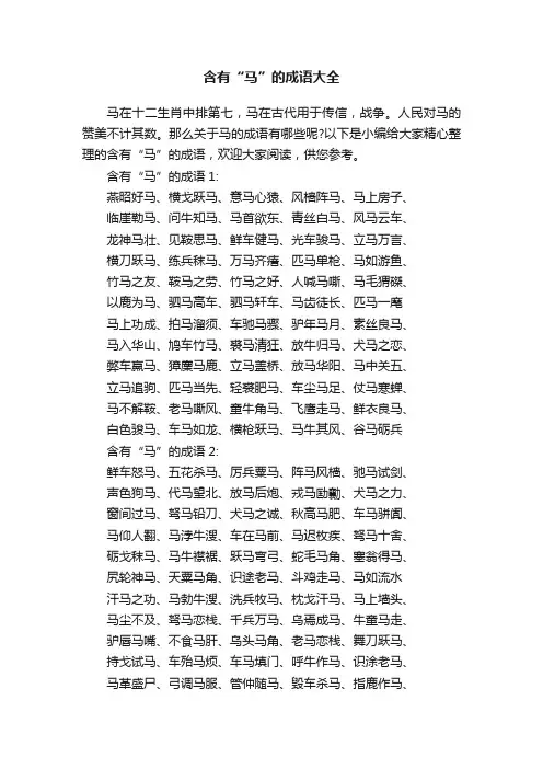 含有“马”的成语大全