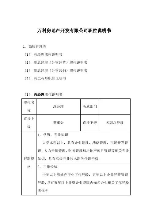 WK地产各岗位职责