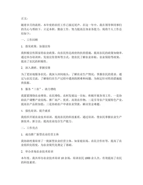 农经个人工作总结
