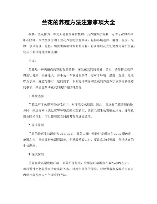 兰花的养殖方法注意事项大全