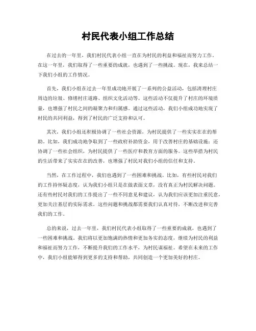 村民代表小组工作总结