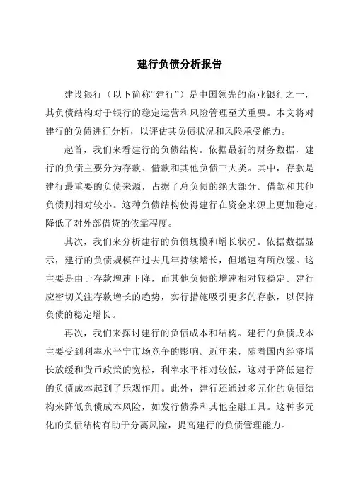建行负债分析报告