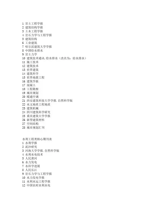 土木工程核心期刊
