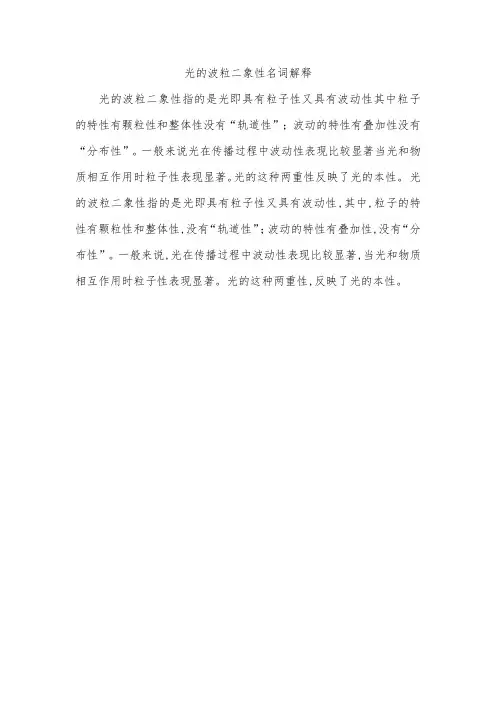 光的波粒二象性名词解释