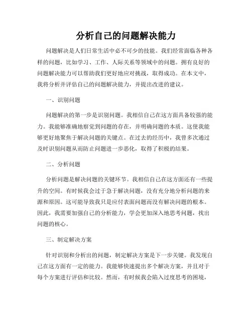分析自己的问题解决能力
