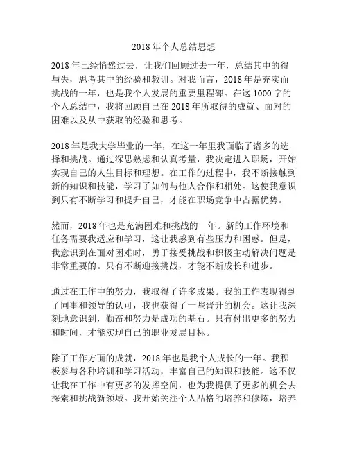 2018年个人总结思想