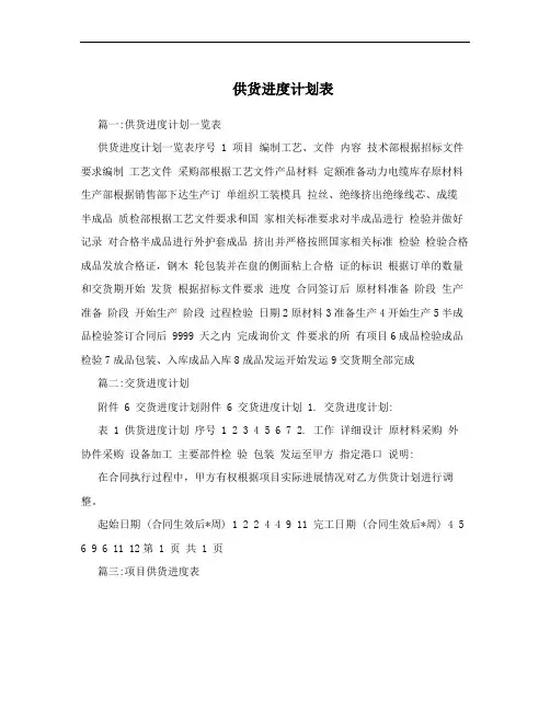 供货进度计划表