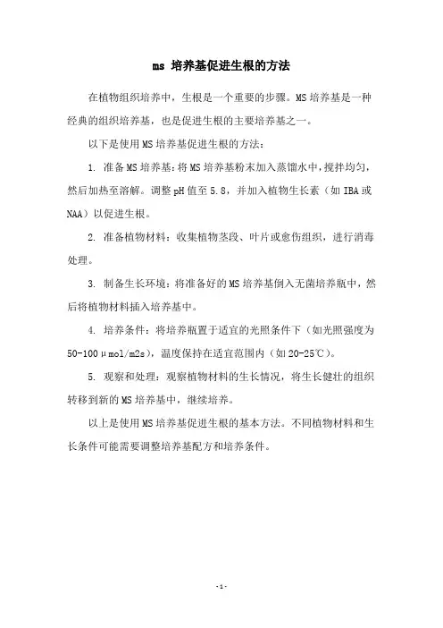 ms 培养基促进生根的方法
