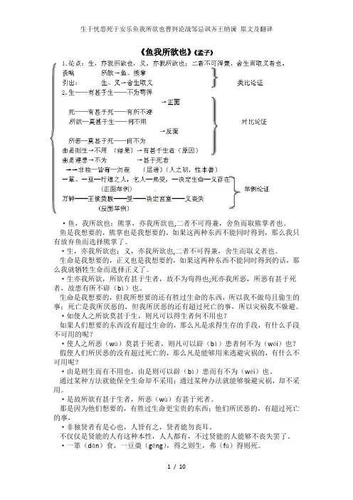 生于忧患死于安乐鱼我所欲也曹刿论战邹忌讽齐王纳谏 原文及翻译