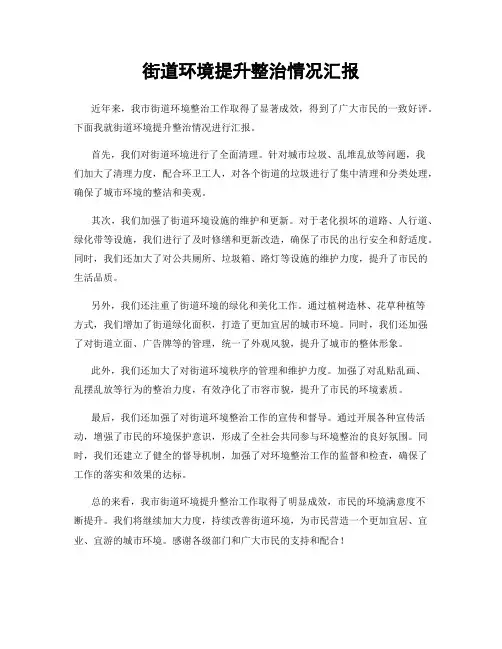 街道环境提升整治情况汇报