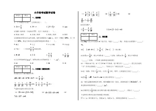 2020年新课标人教版小学小升初考试数学试题及答案
