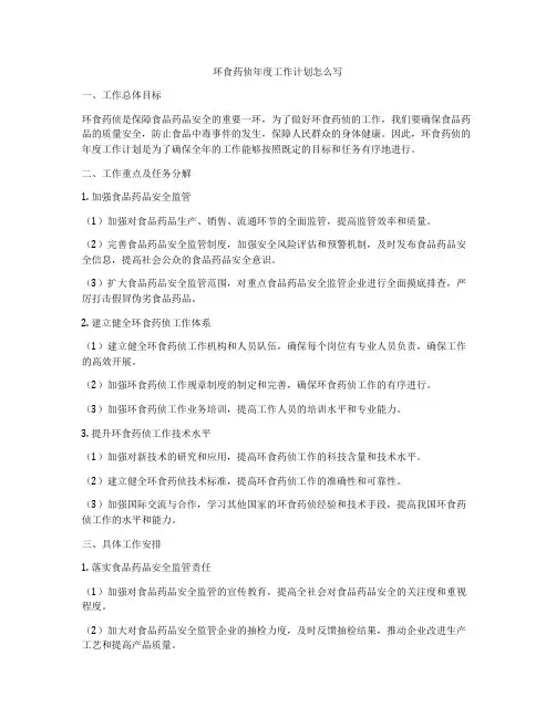 环食药侦年度工作计划怎么写