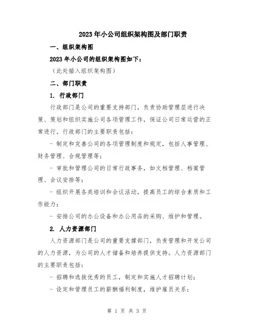 2023年小公司组织架构图及部门职责