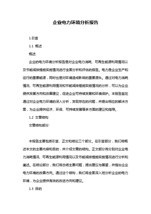 企业电力环境分析报告