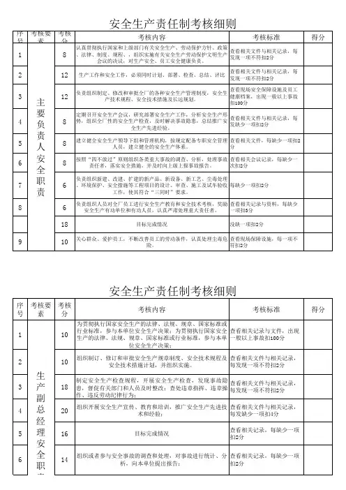 全员安全生产责任制考核细则