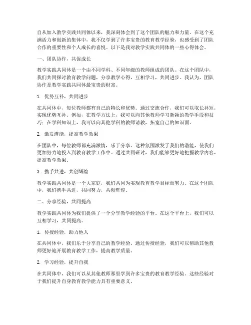 教学实践共同体心得体会