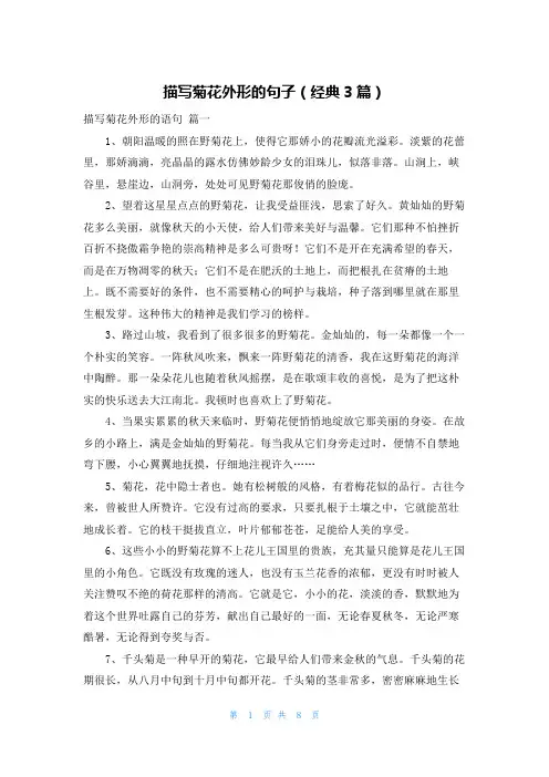 描写菊花外形的句子(经典3篇)