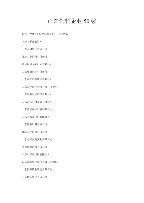 山东饲料企业50强