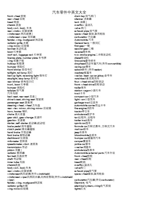 汽车零部件中英文对照表-2019