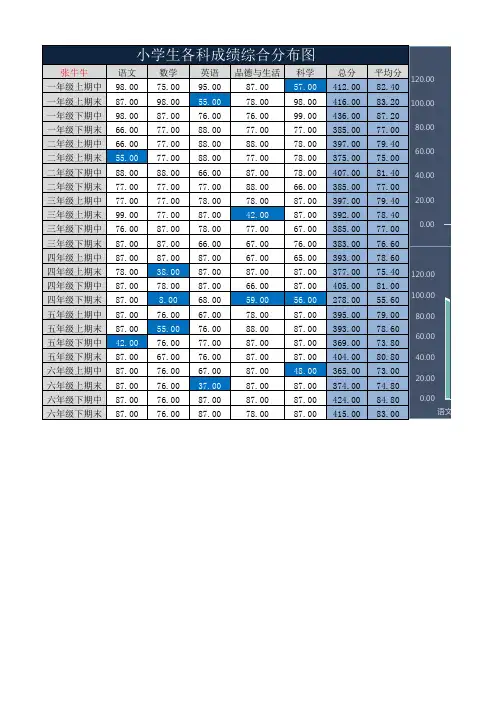 小学生成绩分析表