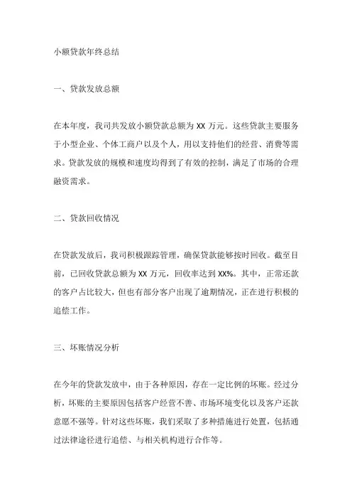 小额贷款年终总结