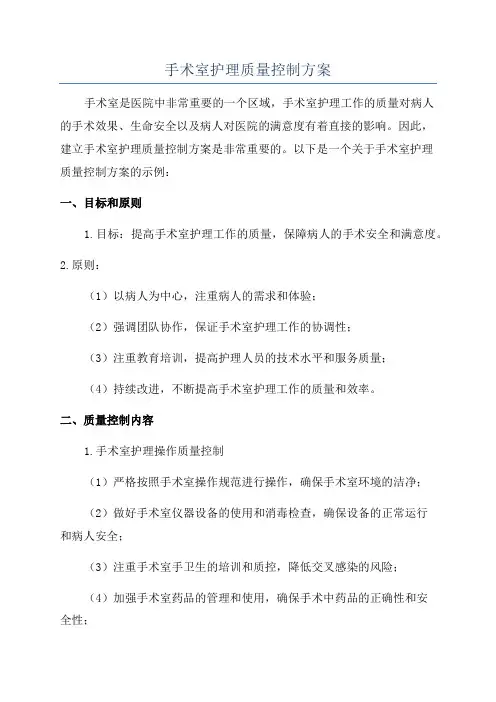 手术室护理质量控制方案