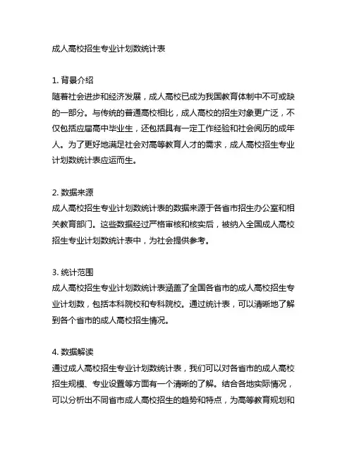 成人高校招生专业计划数统计表