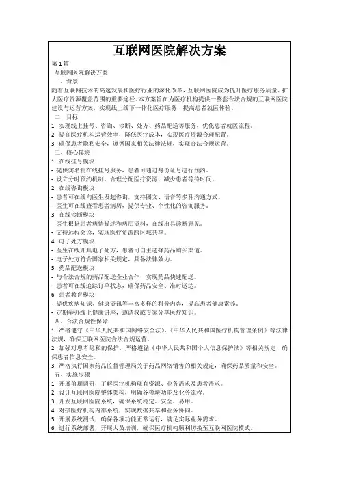互联网医院解决方案