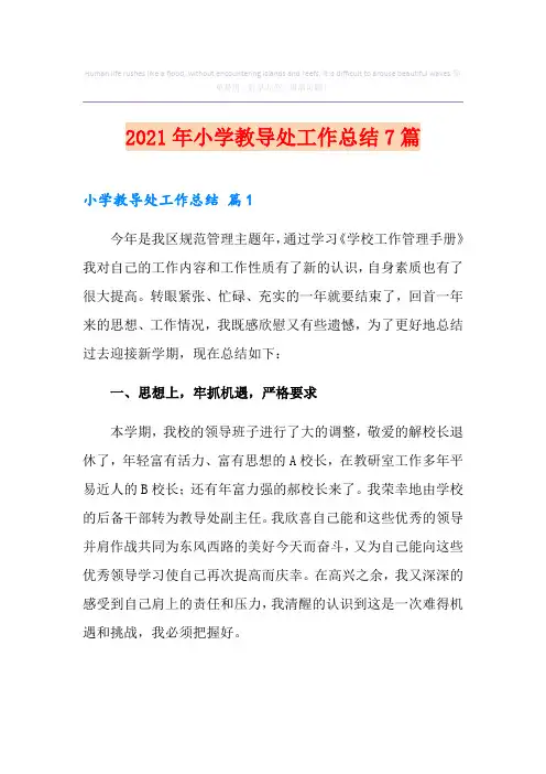 2021年小学教导处工作总结7篇