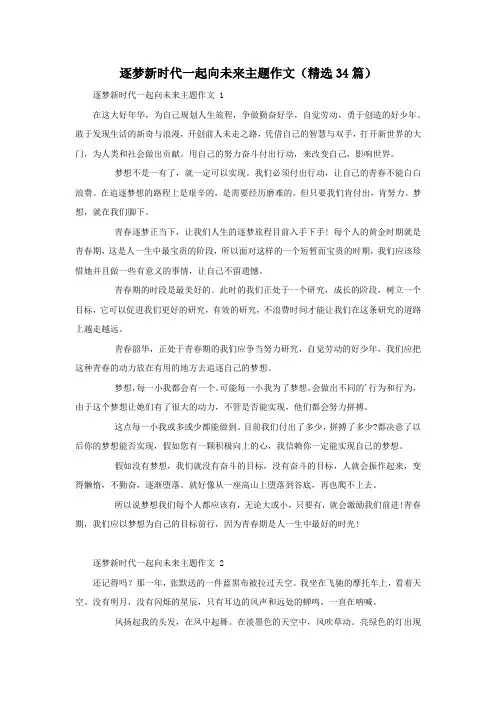 逐梦新时代一起向未来主题作文(精选34篇)