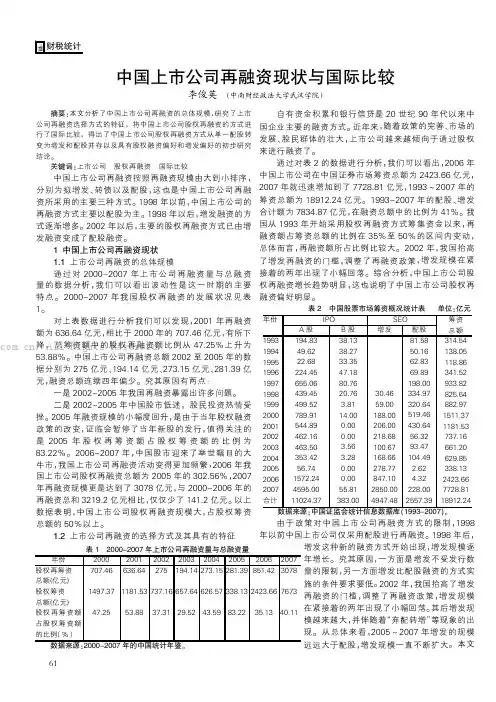 中国上市公司再融资现状与国际比较