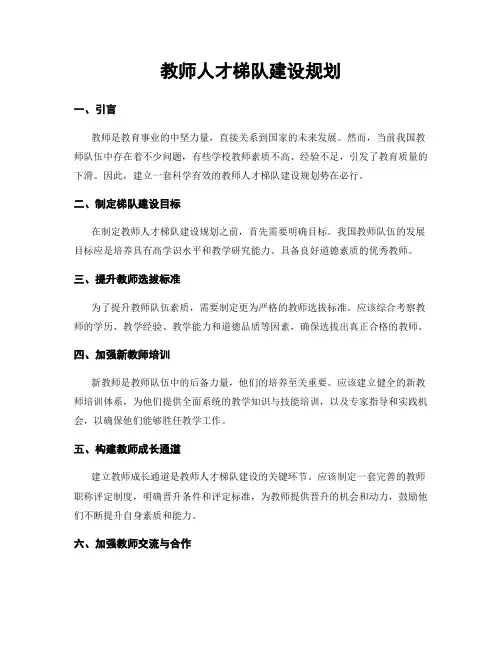 教师人才梯队建设规划