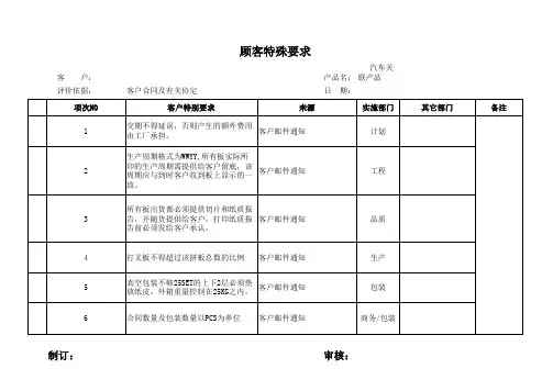 顾客特殊要求