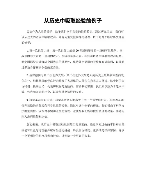 从历史中吸取经验的例子
