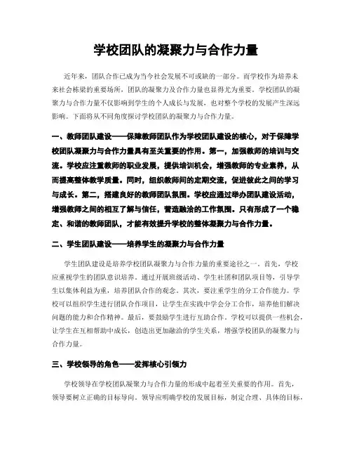 学校团队的凝聚力与合作力量
