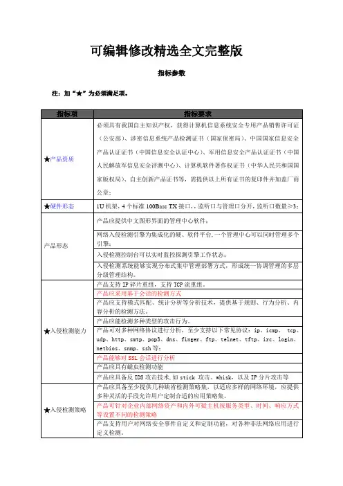 方正入侵检测系统NIDS-C指标参数精选全文完整版