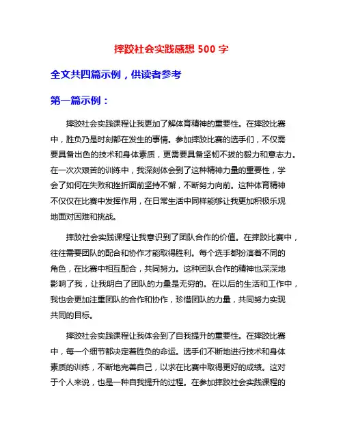 摔跤社会实践感想500字