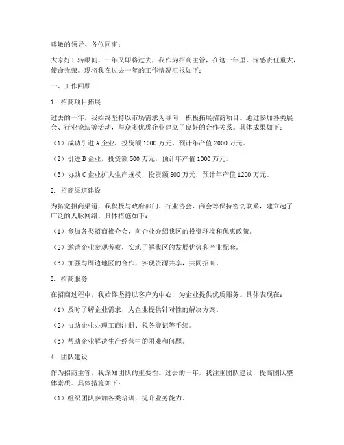 招商主管年终述职