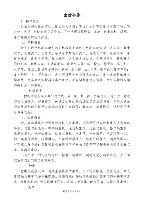 安全生产事故类别--20种