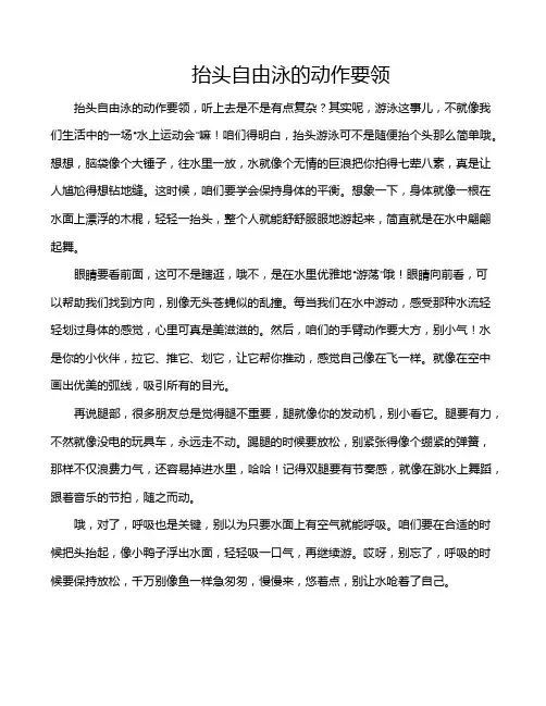 抬头自由泳的动作要领