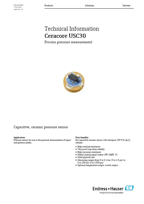Ceracore USC30 压力传感器说明书