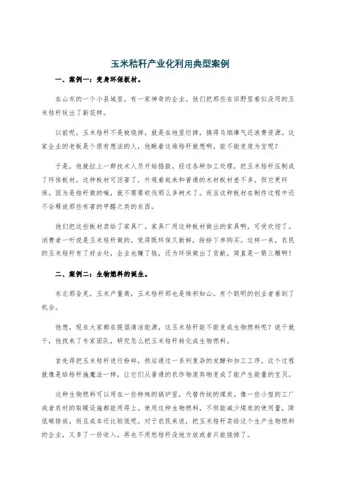 玉米秸秆产业化利用典型案例