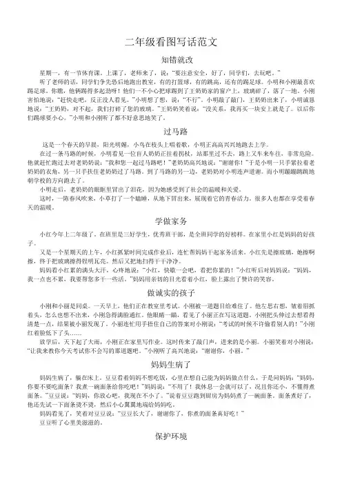 二年级看图写话范文