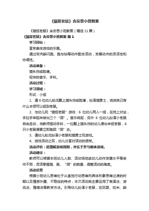《猫捉老鼠》含反思小班教案