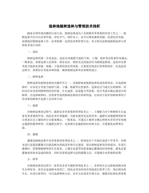造林地植树造林与管理技术浅析