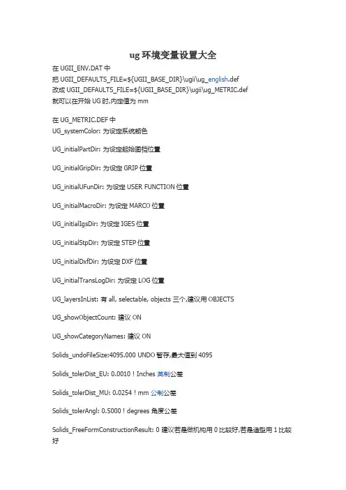 ug 环境变量设置大全