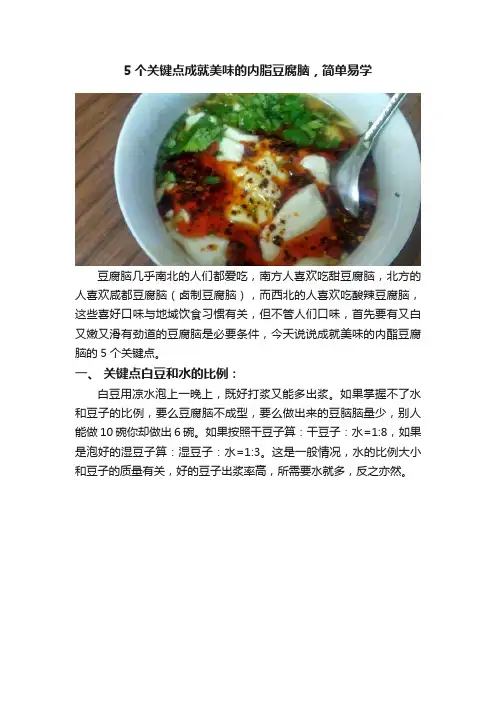 5个关键点成就美味的内脂豆腐脑，简单易学