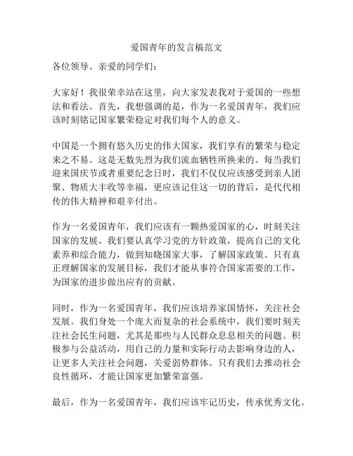 爱国青年的发言稿范文