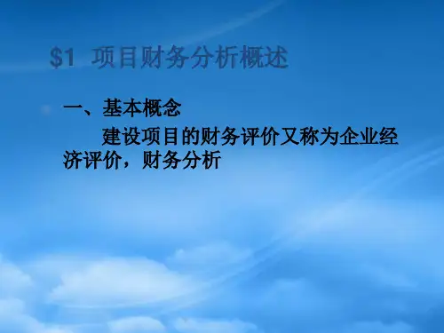 企业投资项目的财务评价分析
