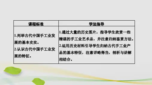 高中历史专题一古代中国经济的基本结构与特点课时二古代中国的手工业经济课件人民版必修
